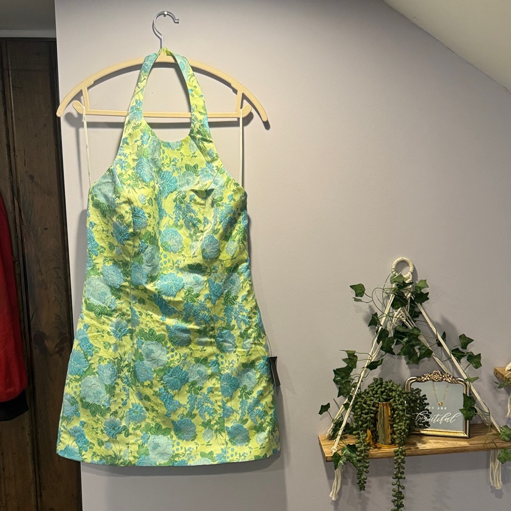 Lulu's Blue and Yellow Floral Mini Dress